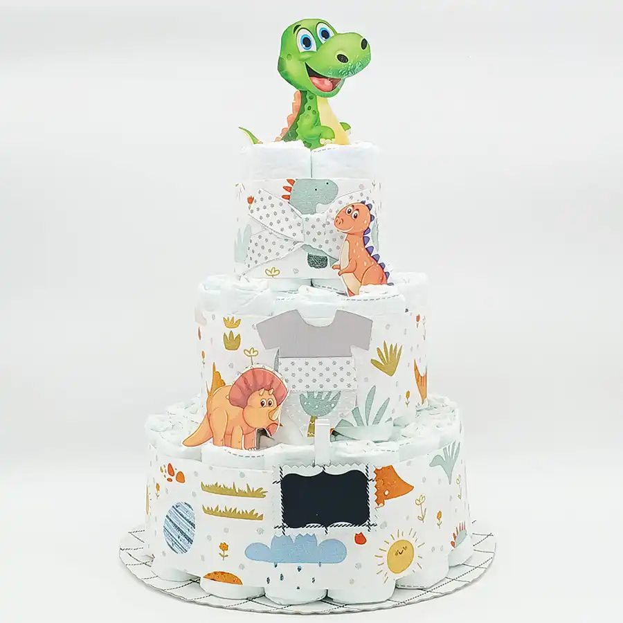 Tarta pañales 3 Pisos Dino